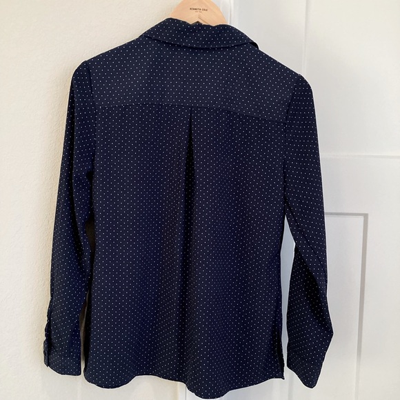 3/$10 Women’s Notations Long-Sleeve Collared Button-Up Shirt Blouse Polka Dot - Picture 5 of 7